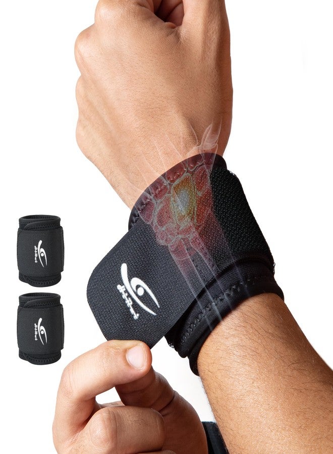 HiRui 2 Pack Wrist Compression Straps – Dual‑Layer Wrist Brace for Pain Relief & Support, Tendonitis, Carpal Tunnel, Arthritis – Adjustable Wrist Wraps for Fitness, Workouts & Everyday Use (Black) - Image 1